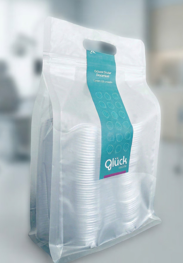 Embalagem Glück Saúde com 100 unidades, 100 elásticos e 200 presilhas